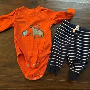 Orange Dinosaur Print Infant One Piece